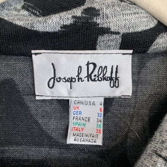 Joseph Ribkoff Snap Front Black Gray US 4 Duster Cardigan Kimono Abstract Cowl - Picture 3 of 14